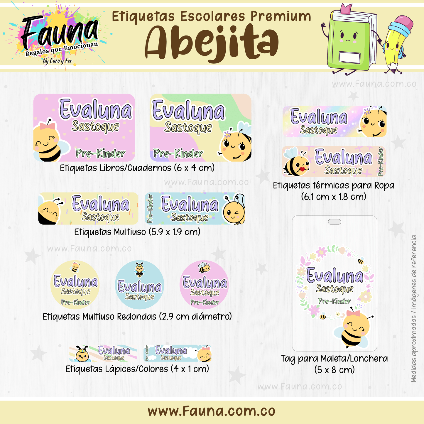 Etiquetas Escolares Premium Personalizadas – Abejita 🐝