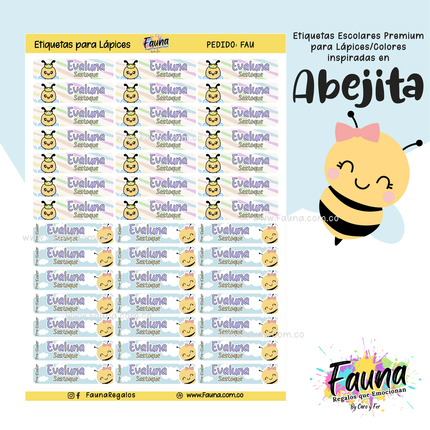 Etiquetas Escolares Premium Personalizadas – Abejita 🐝