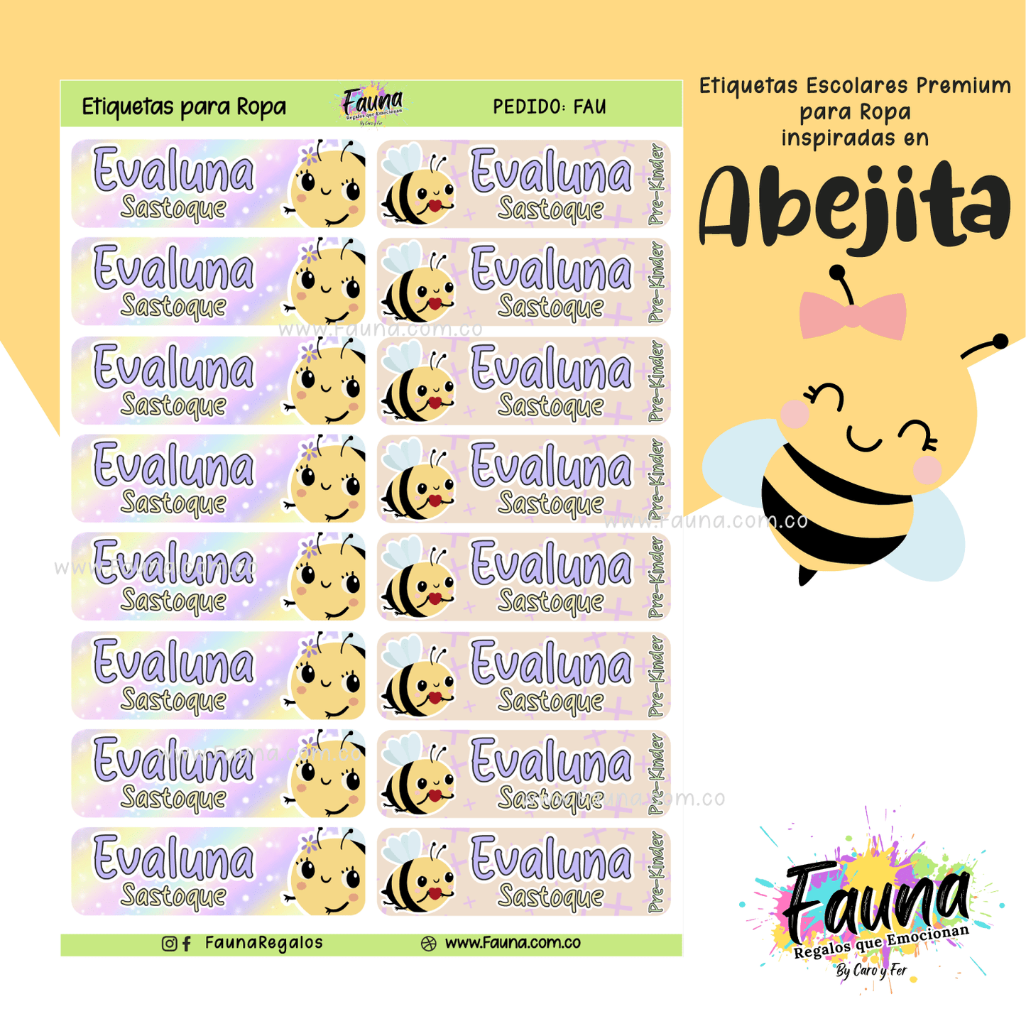 Etiquetas Escolares Premium Personalizadas – Abejita 🐝