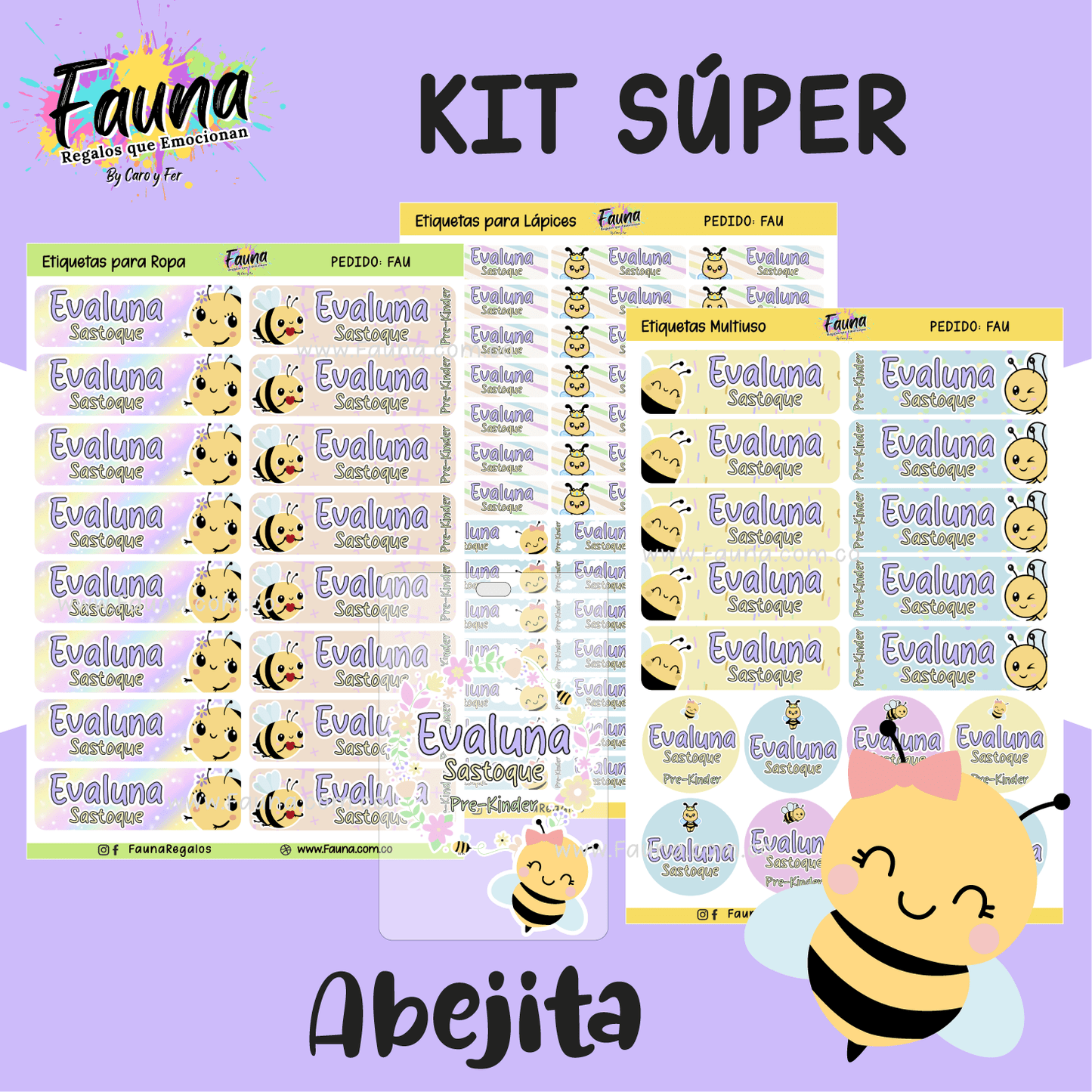 Etiquetas Escolares Premium Personalizadas – Abejita 🐝
