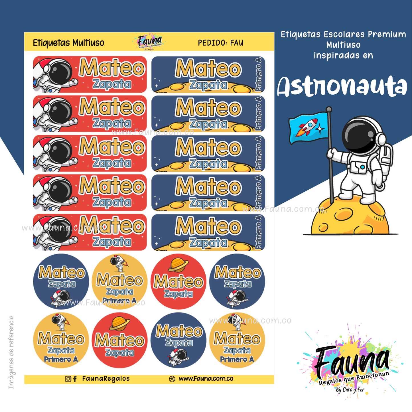 Etiquetas Escolares Premium Personalizadas – Astronauta 🚀