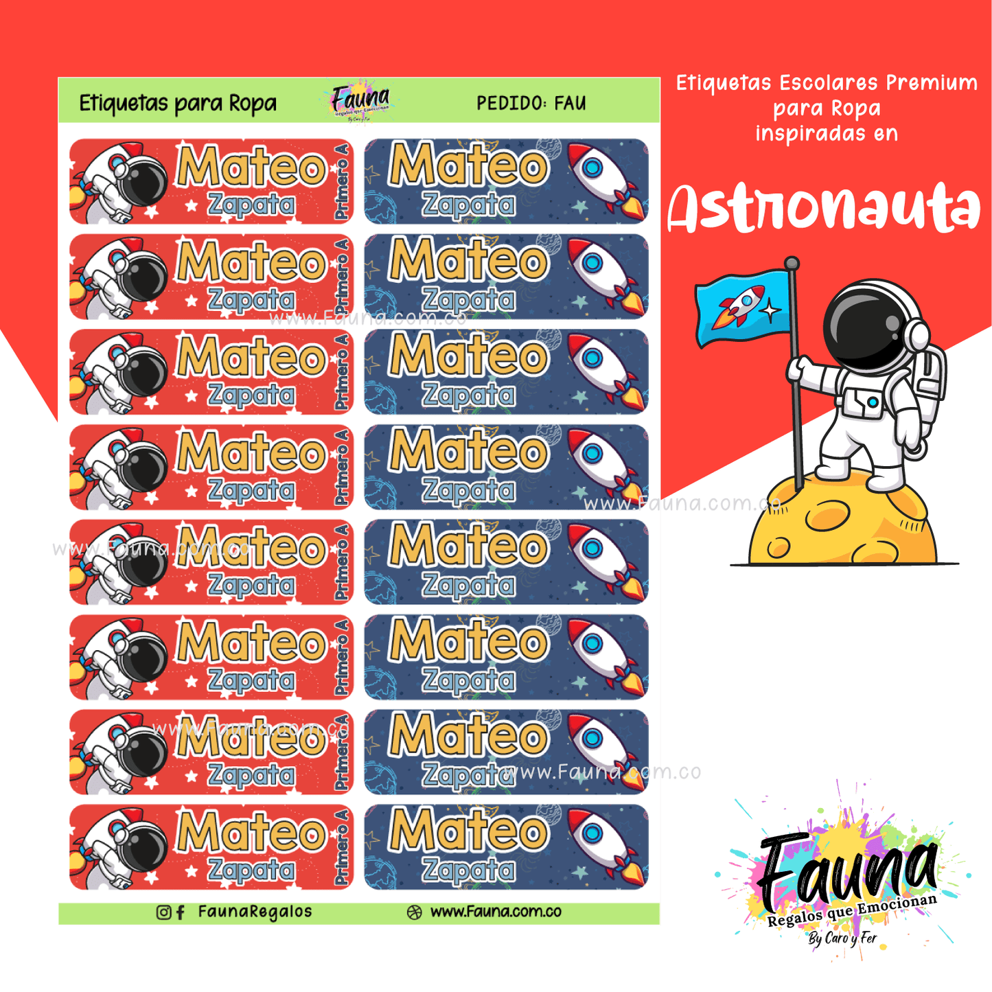 Etiquetas Escolares Premium Personalizadas – Astronauta 🚀