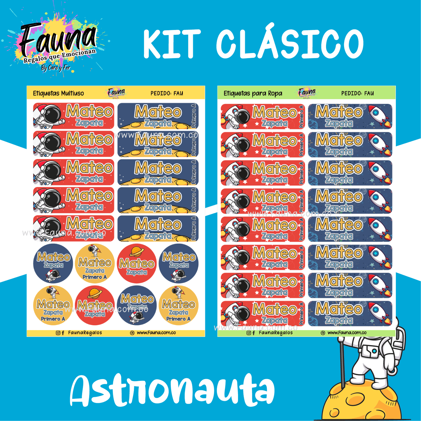 Etiquetas Escolares Premium Personalizadas – Astronauta 🚀