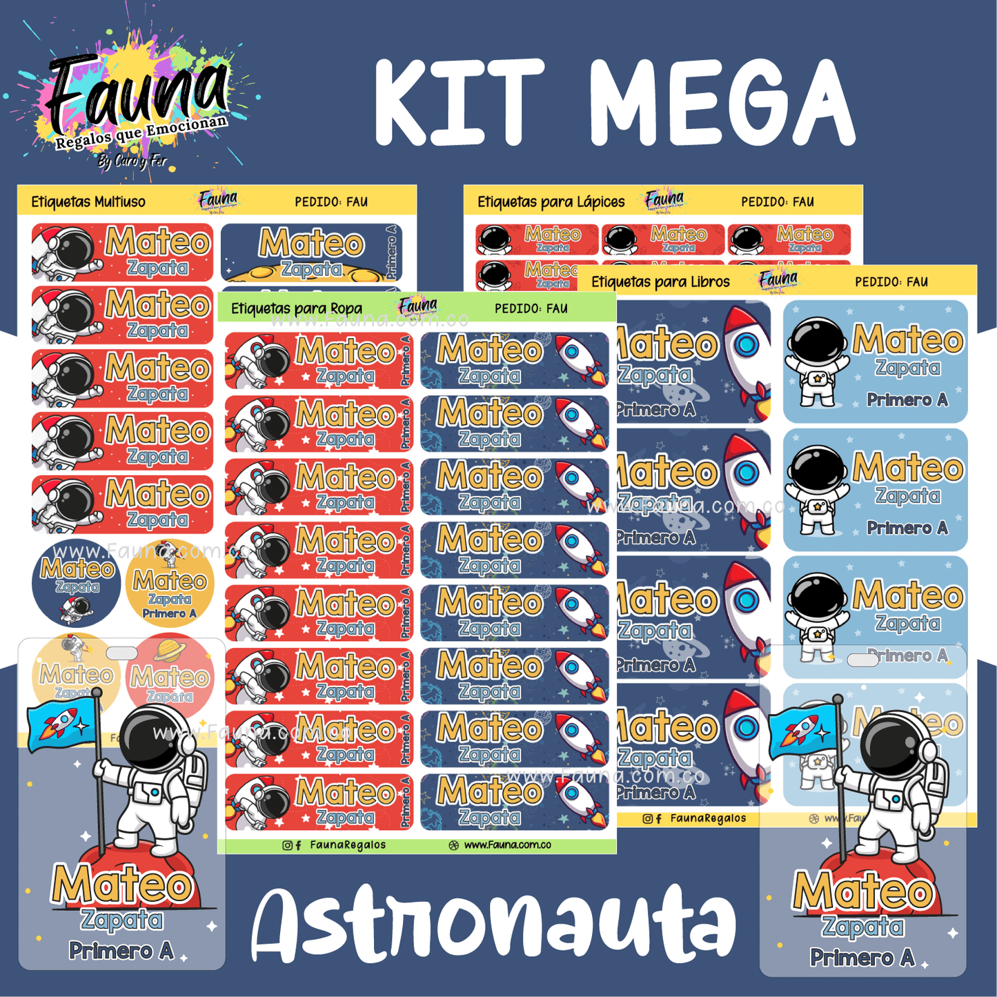 Etiquetas Escolares Premium Personalizadas – Astronauta 🚀