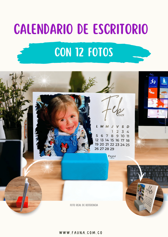 Calendario Personalizado de Escritorio con 12 Fotos - Fauna Regalos que emocionan