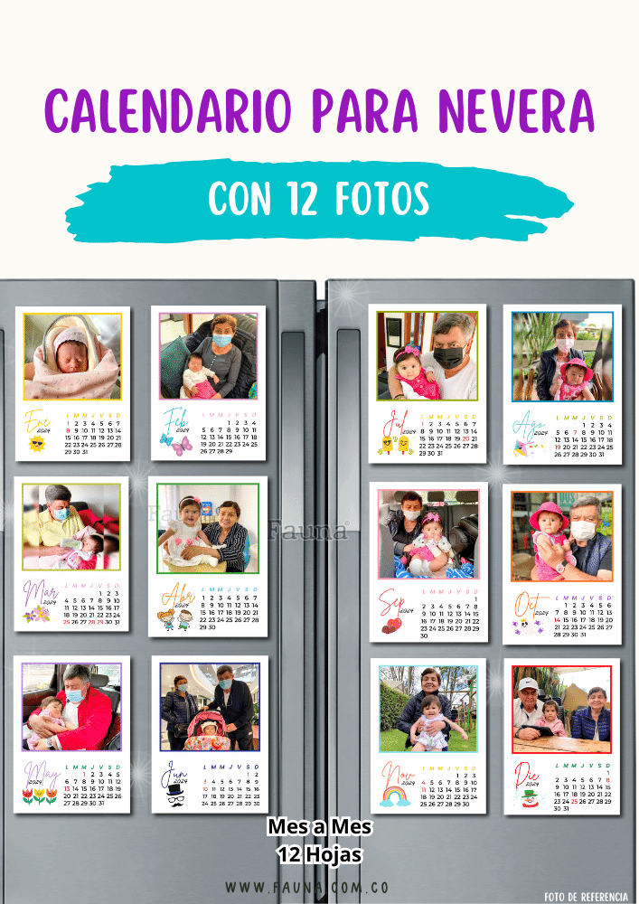 Calendario Para Nevera Personalizado con 12 Fotos - Fauna Regalos que emocionan