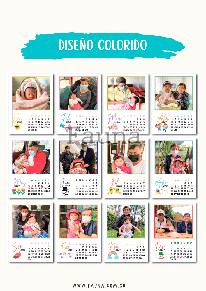 Calendario Para Nevera Personalizado con 12 Fotos - Fauna Regalos que emocionan