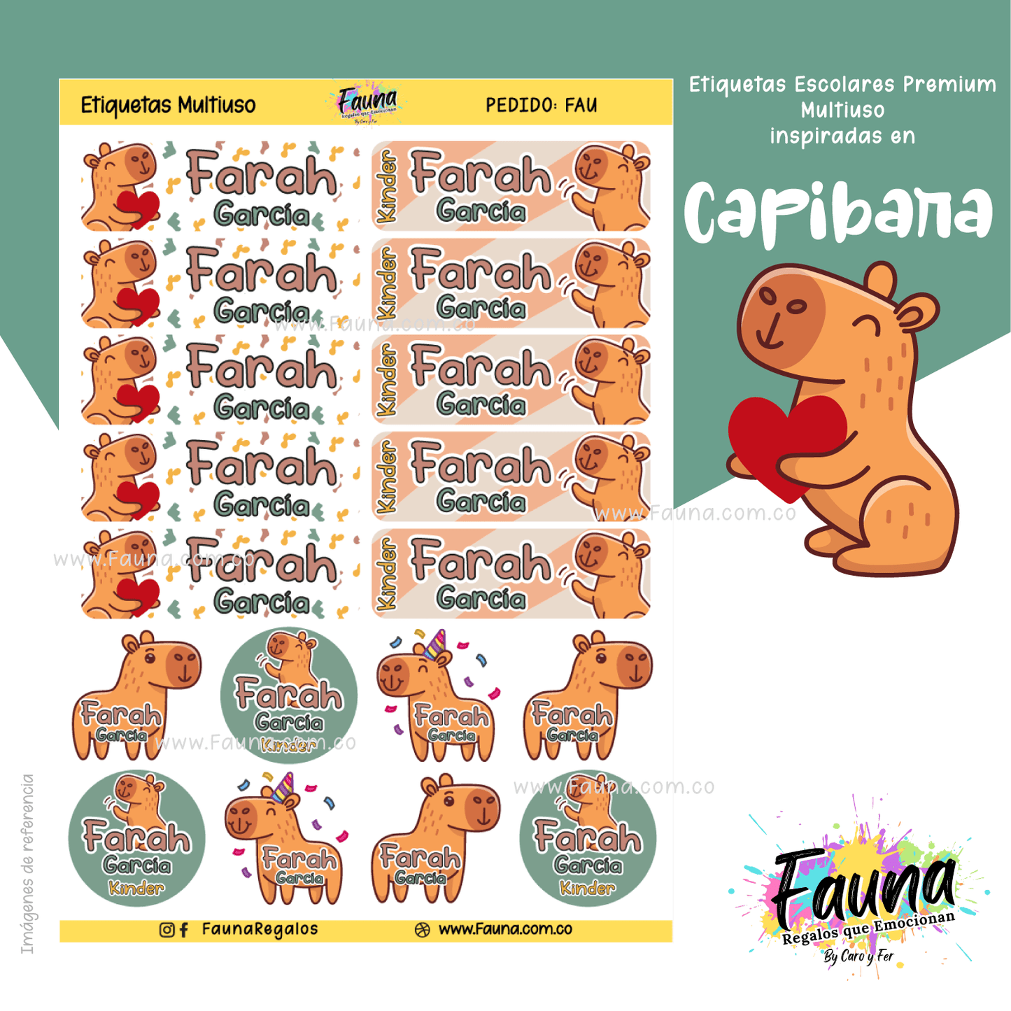 Etiquetas Escolares Premium Personalizadas – Capibara 🦫