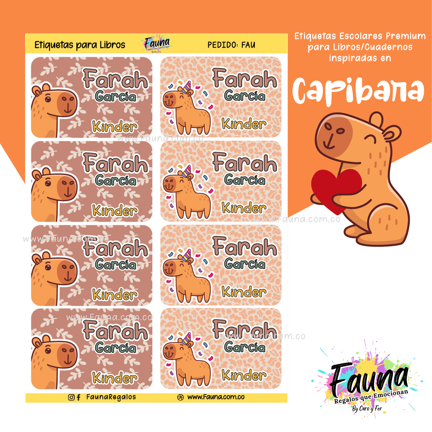 Etiquetas Escolares Premium Personalizadas – Capibara 🦫
