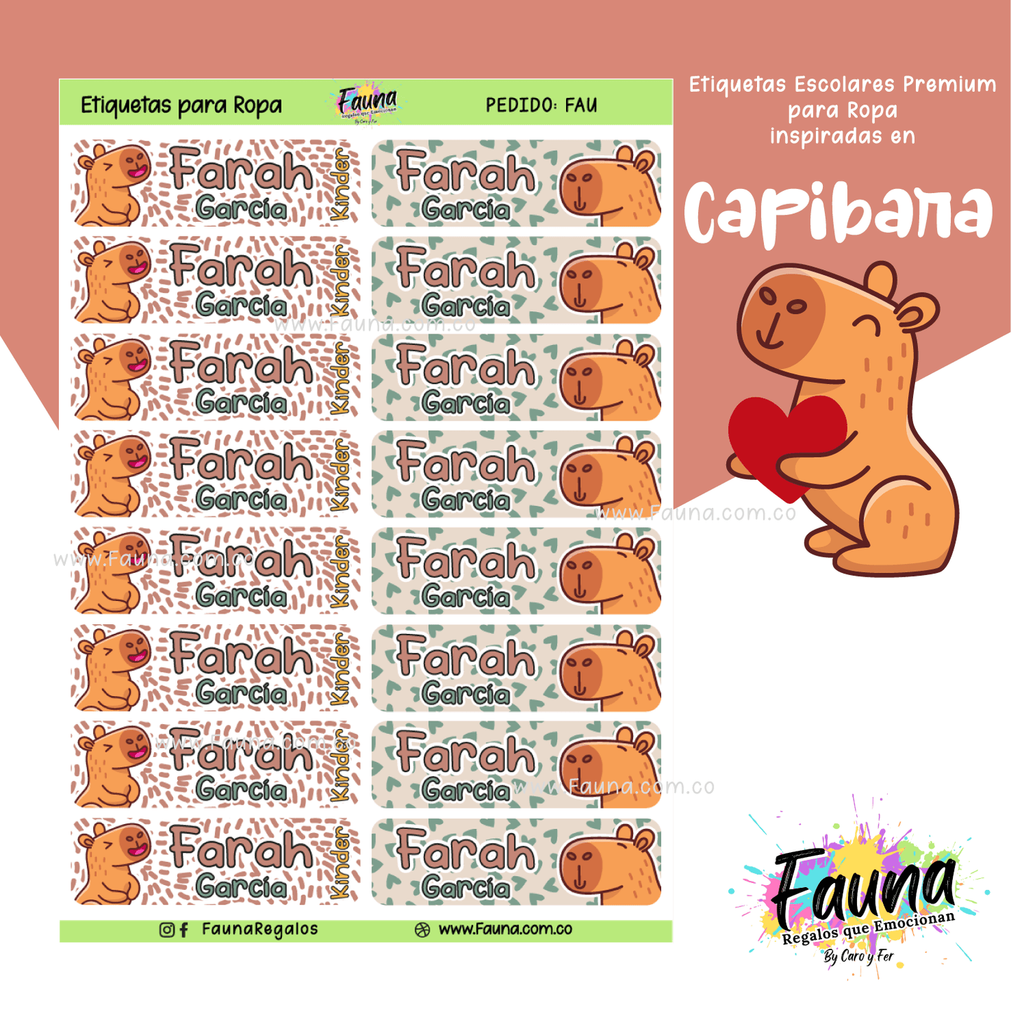Etiquetas Escolares Premium Personalizadas – Capibara 🦫
