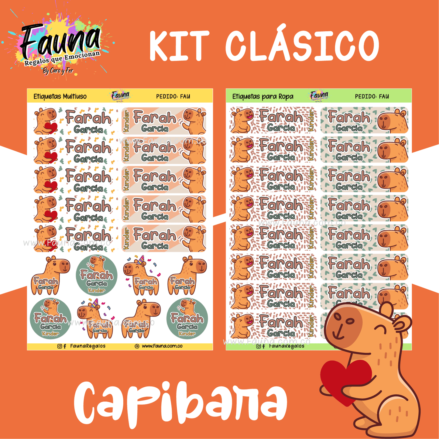 Etiquetas Escolares Premium Personalizadas – Capibara 🦫
