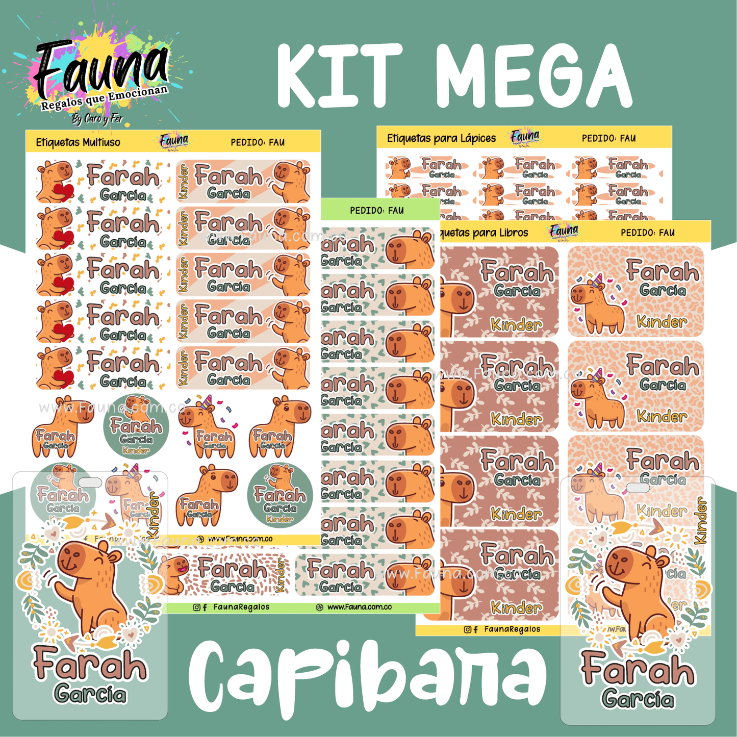 Etiquetas Escolares Premium Personalizadas – Capibara 🦫