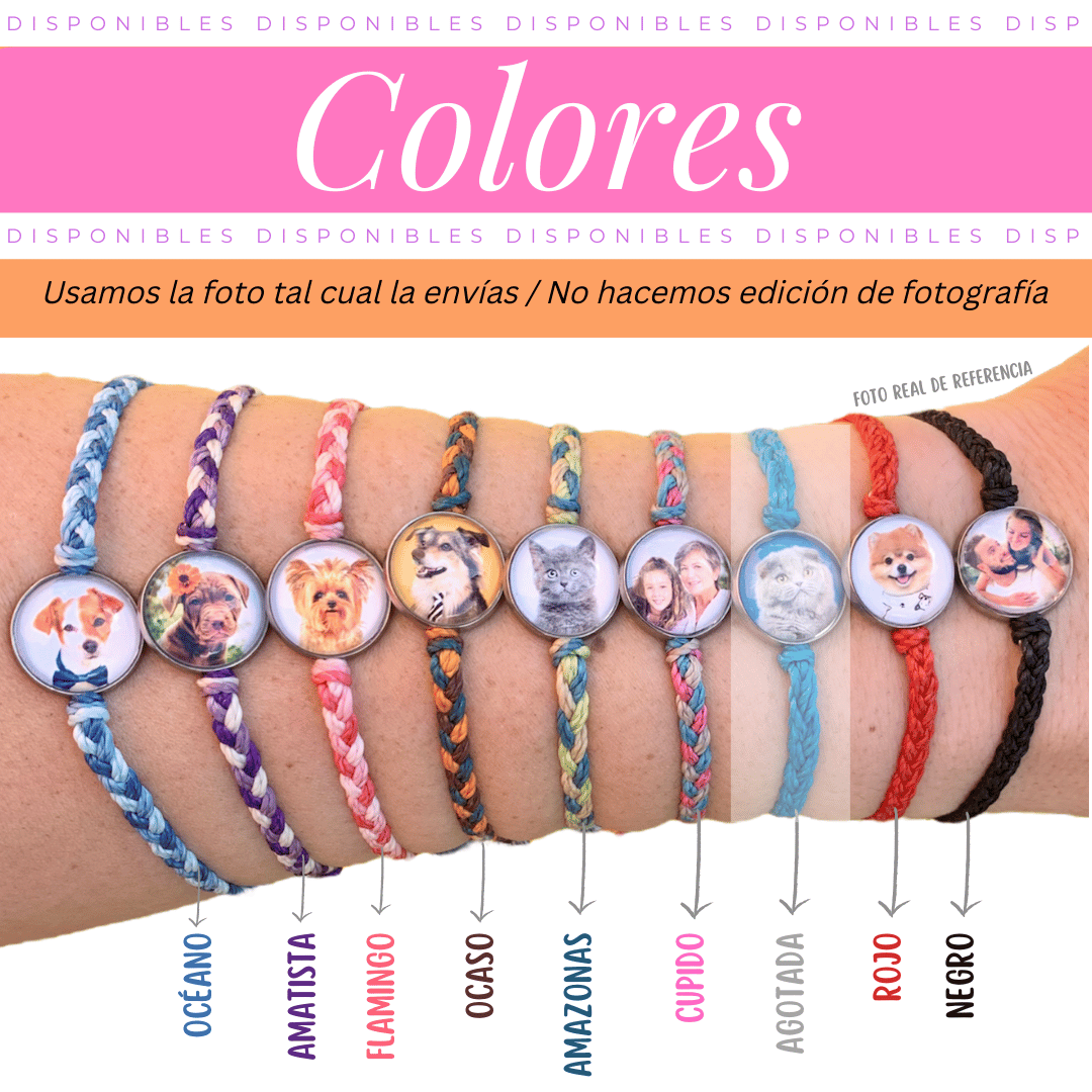 3 Pulseras Tejidas a Mano con Foto Personalizadas