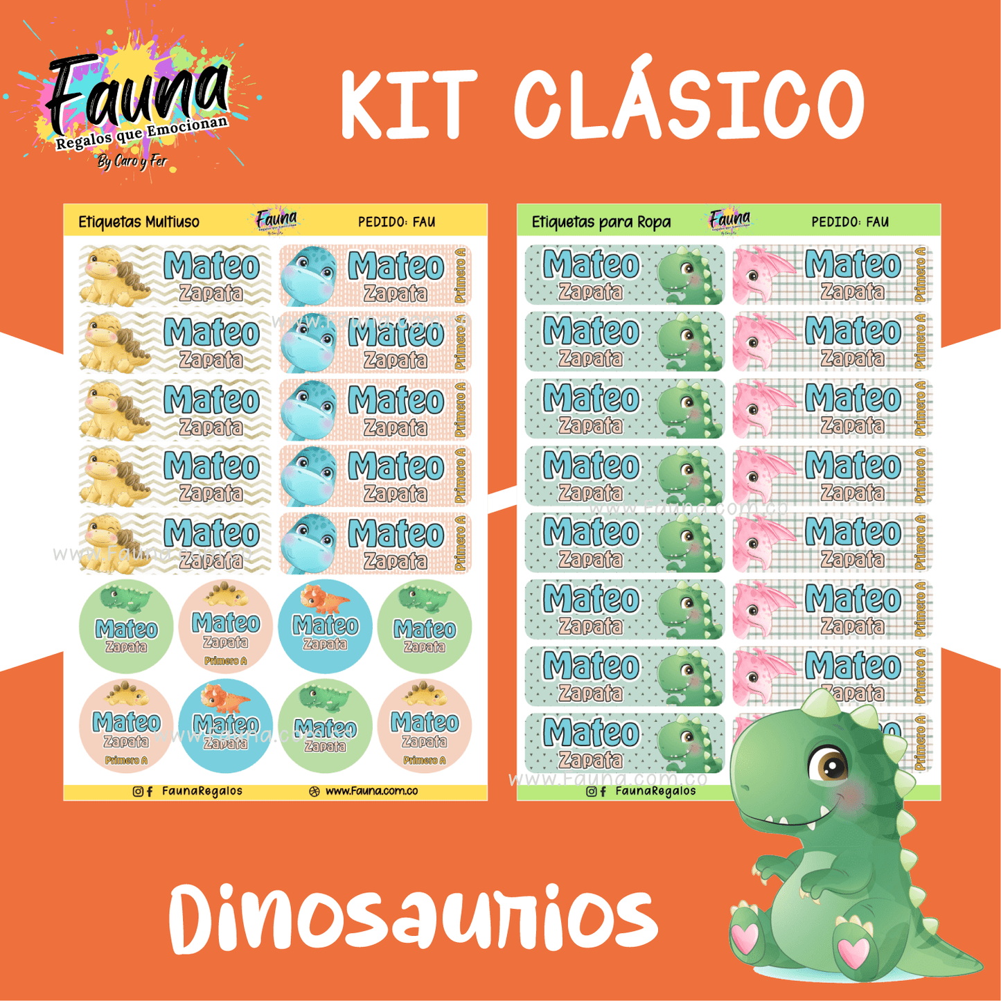 Etiquetas Escolares Premium Personalizadas – Dinosaurios 🦖