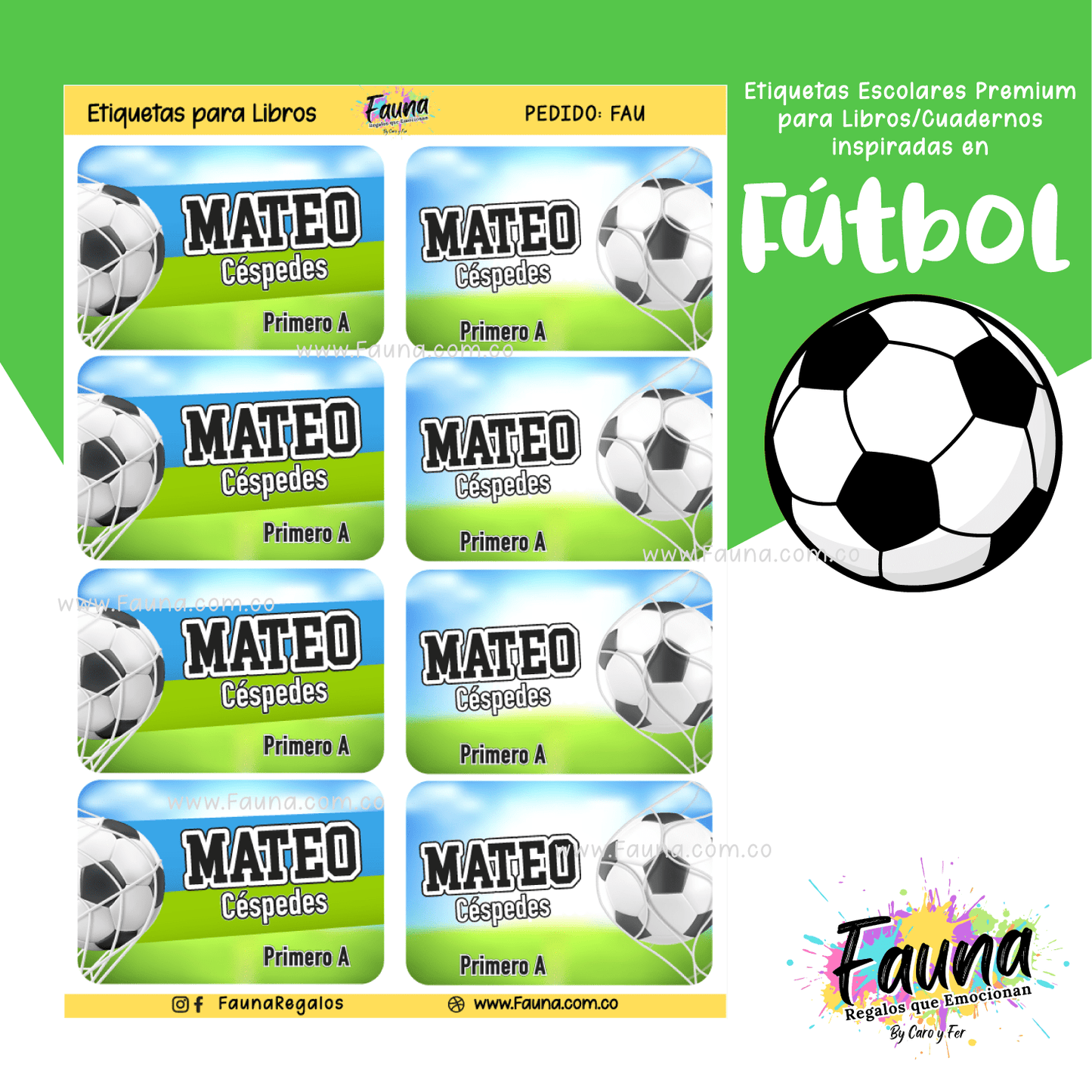 Etiquetas Escolares Premium Personalizadas – Fútbol Niño ⚽