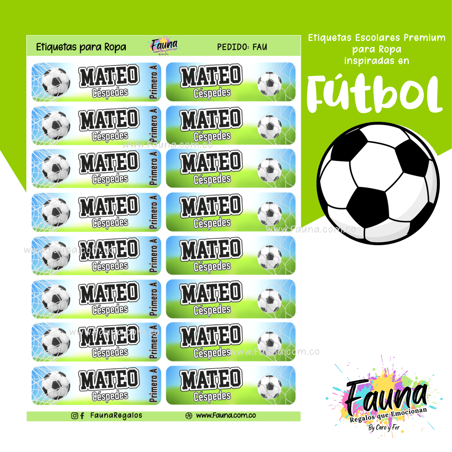 Etiquetas Escolares Premium Personalizadas – Fútbol Niño ⚽