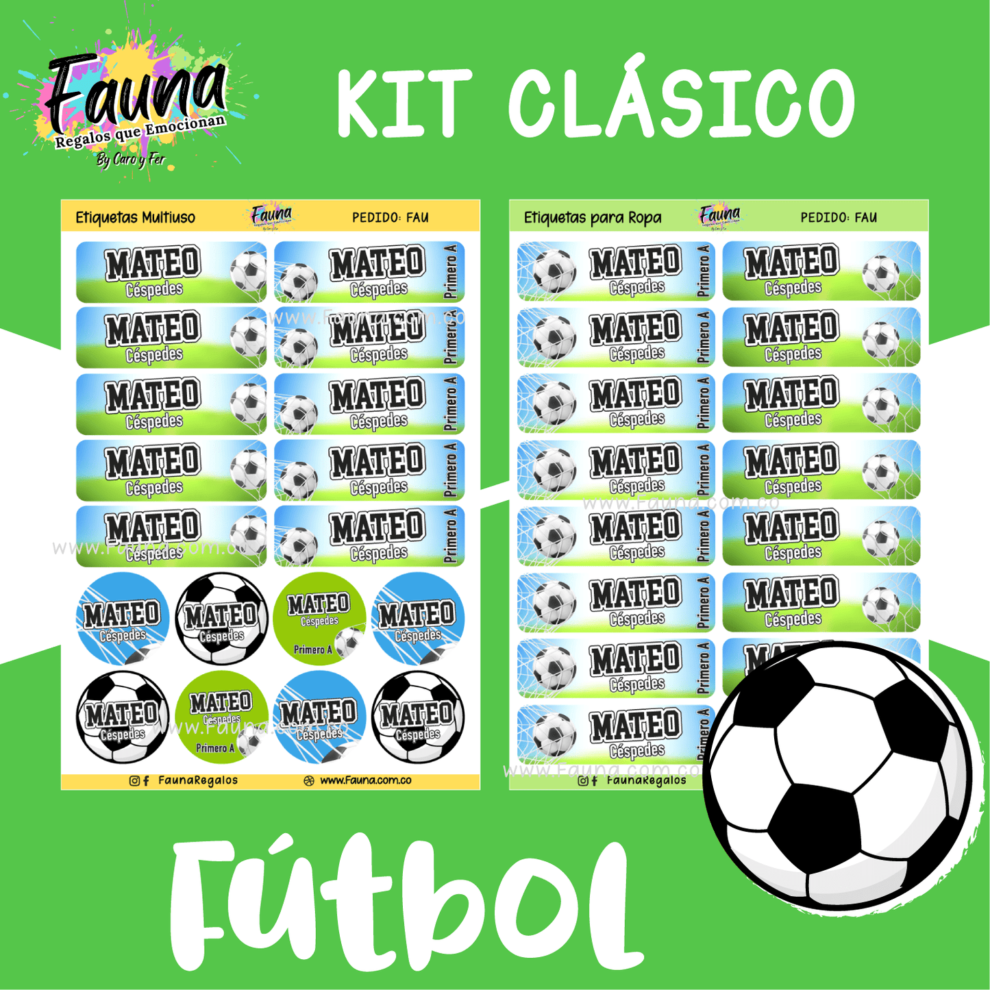 Etiquetas Escolares Premium Personalizadas – Fútbol Niño ⚽