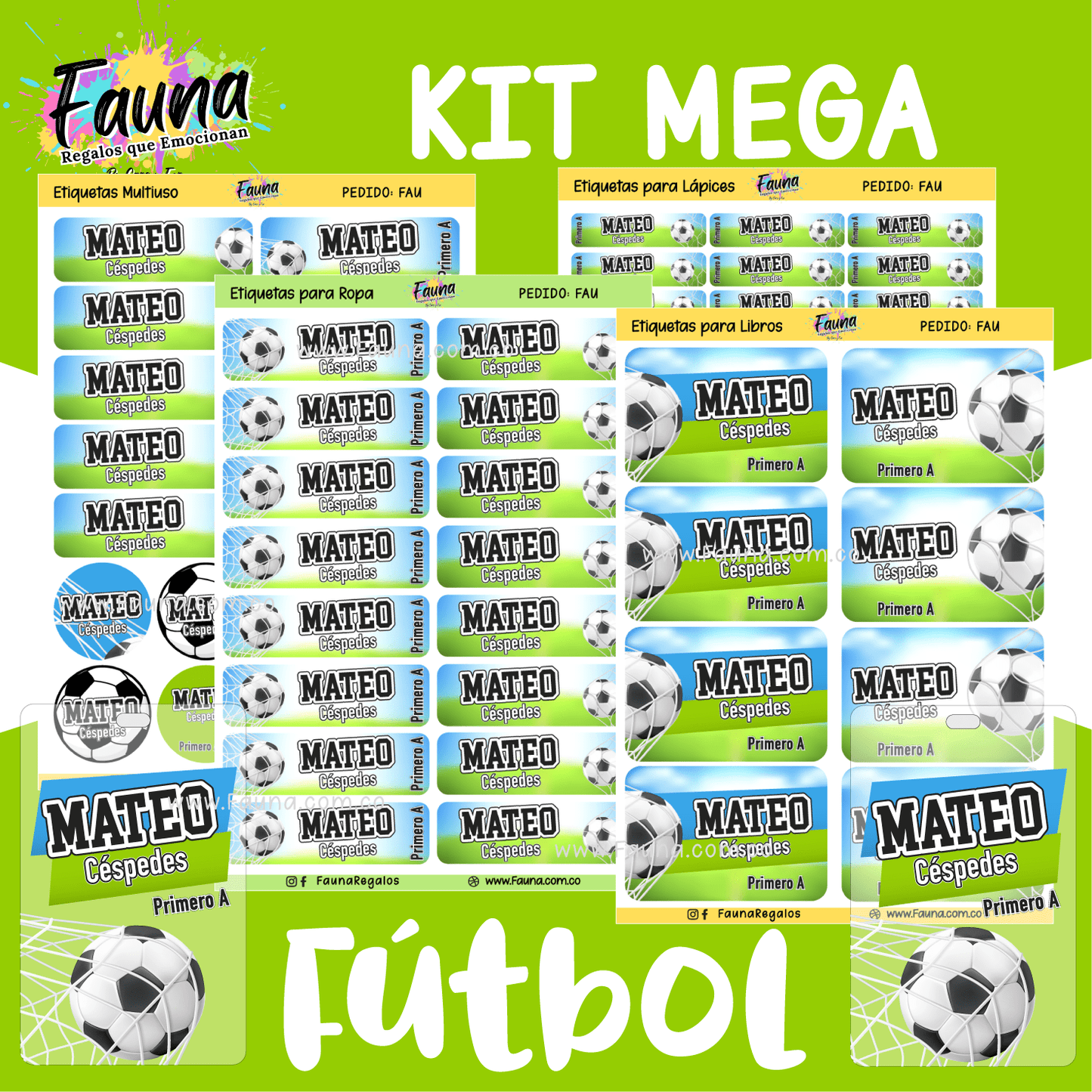 Etiquetas Escolares Premium Personalizadas – Fútbol Niño ⚽
