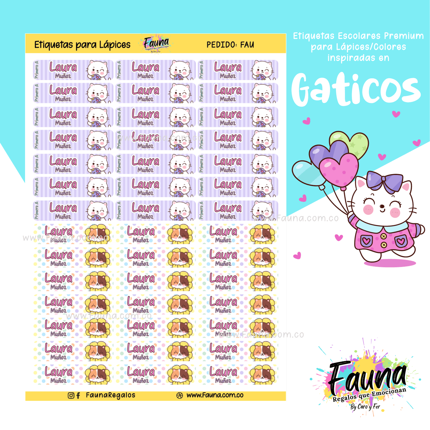 Etiquetas Escolares Premium Personalizadas – Gaticos 🐾✨