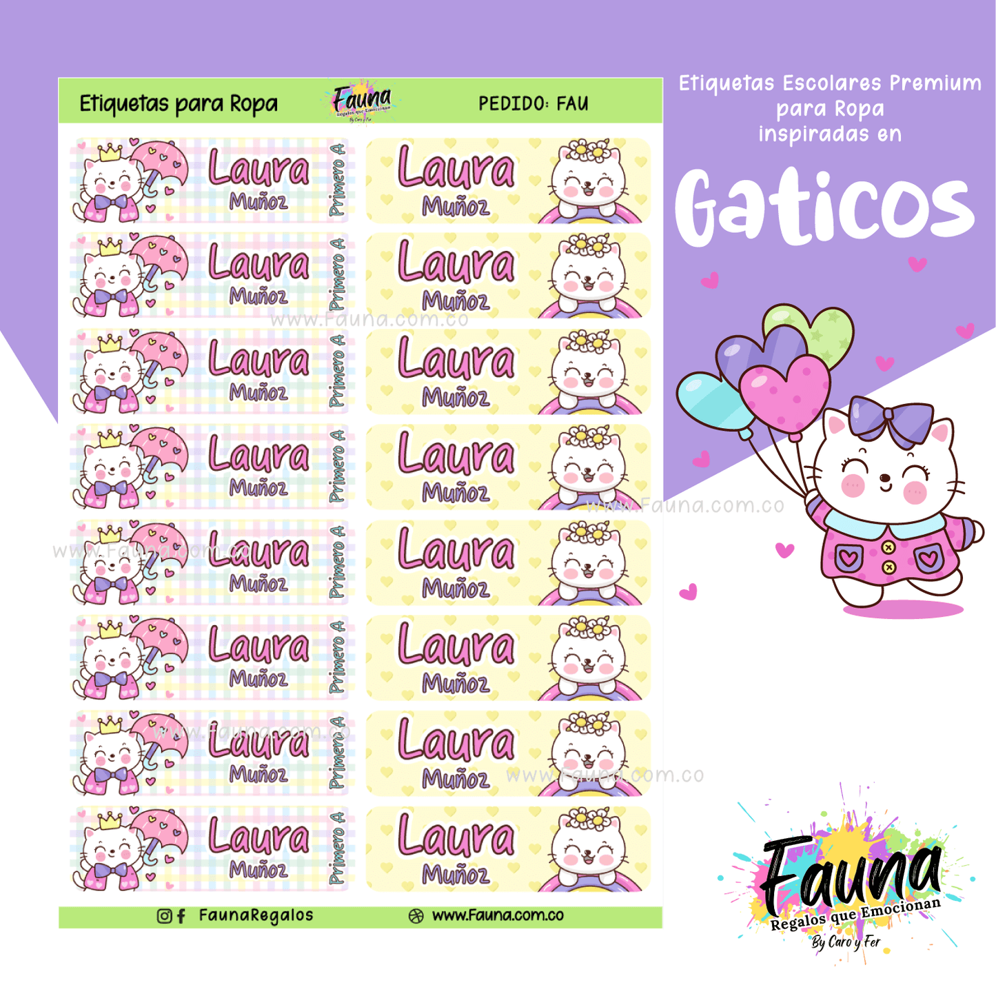 Etiquetas Escolares Premium Personalizadas – Gaticos 🐾✨