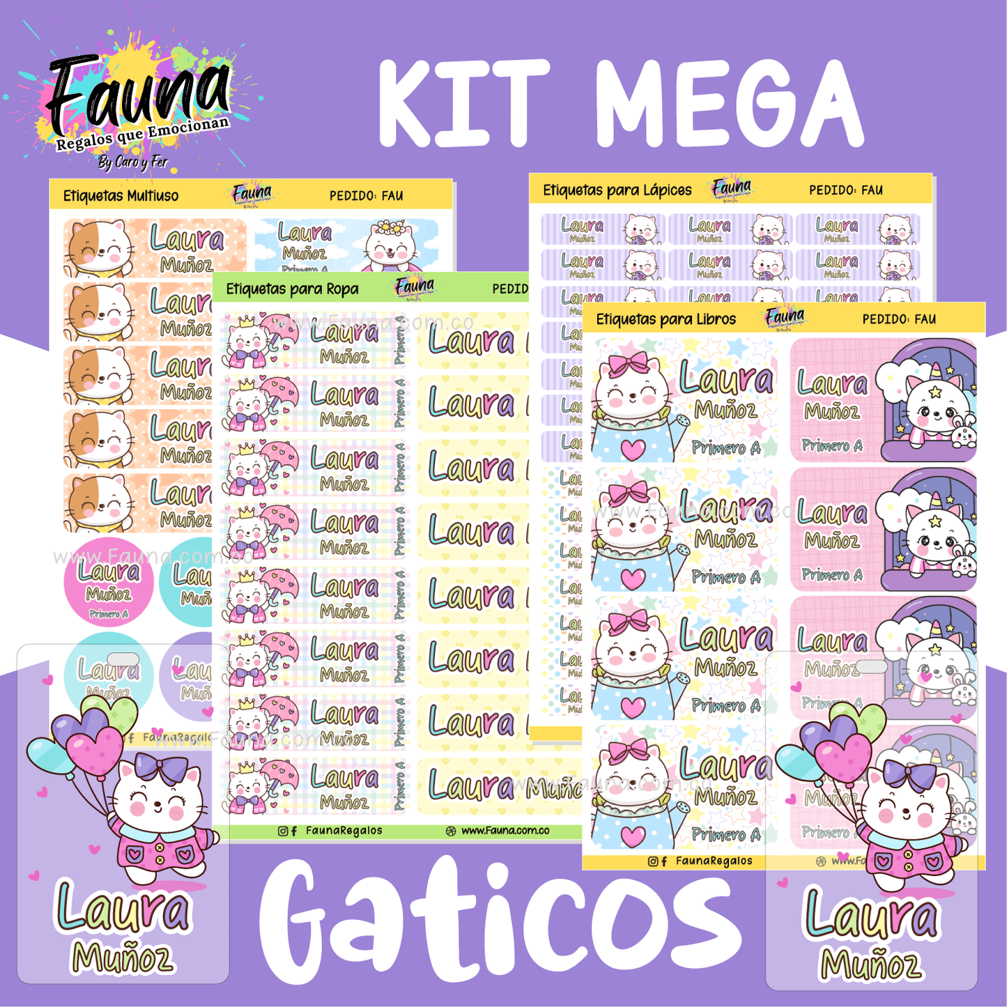 Etiquetas Escolares Premium Personalizadas – Gaticos 🐾✨