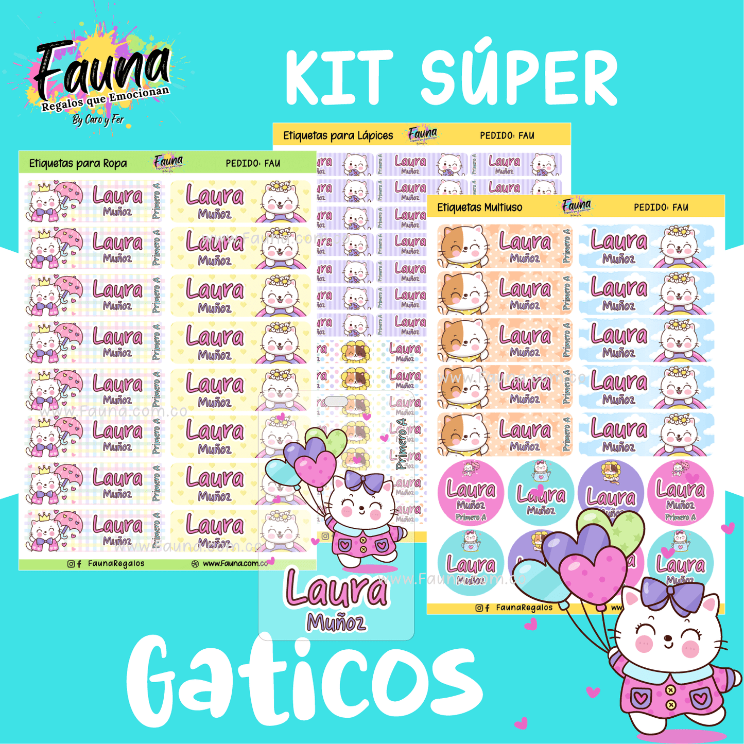 Etiquetas Escolares Premium Personalizadas – Gaticos 🐾✨