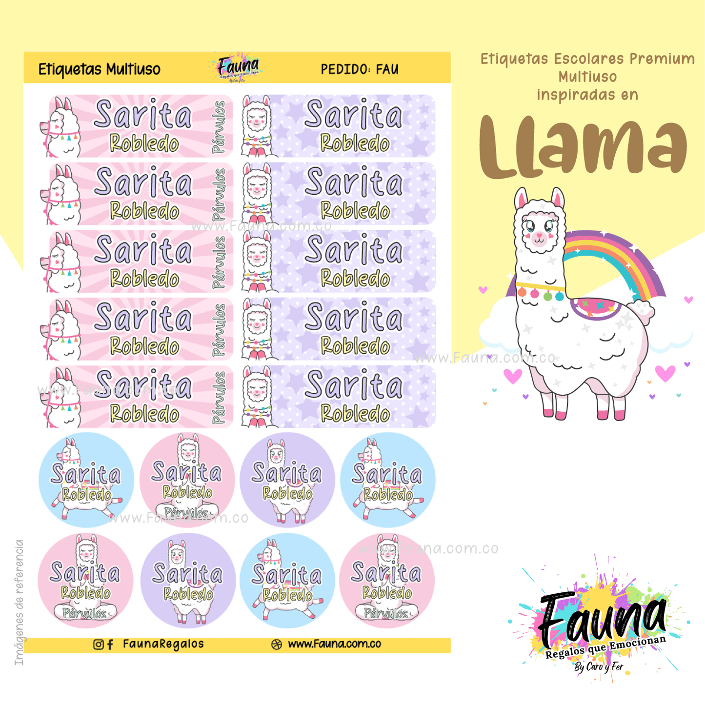 Etiquetas Escolares Premium Personalizadas – Llama 🦙