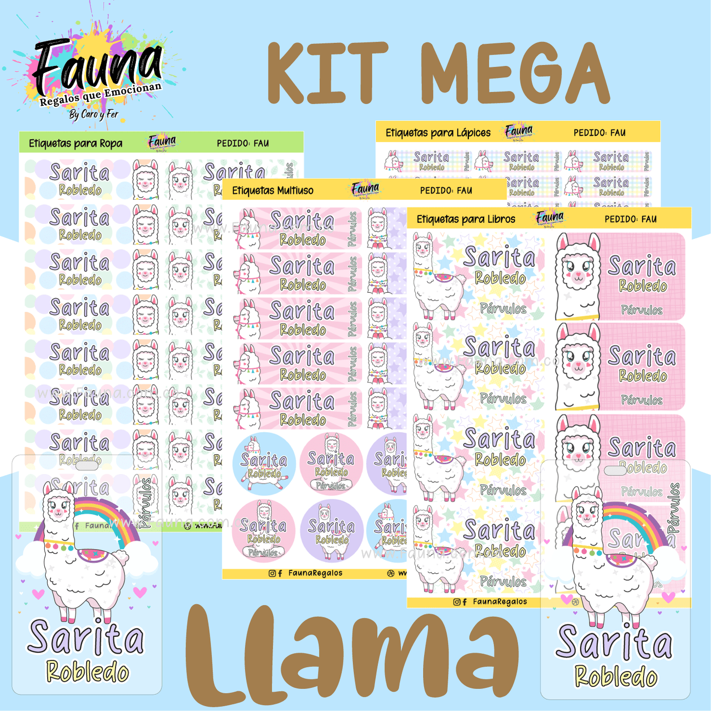 Etiquetas Escolares Premium Personalizadas – Llama 🦙