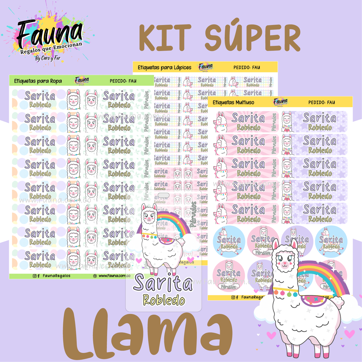 Etiquetas Escolares Premium Personalizadas – Llama 🦙