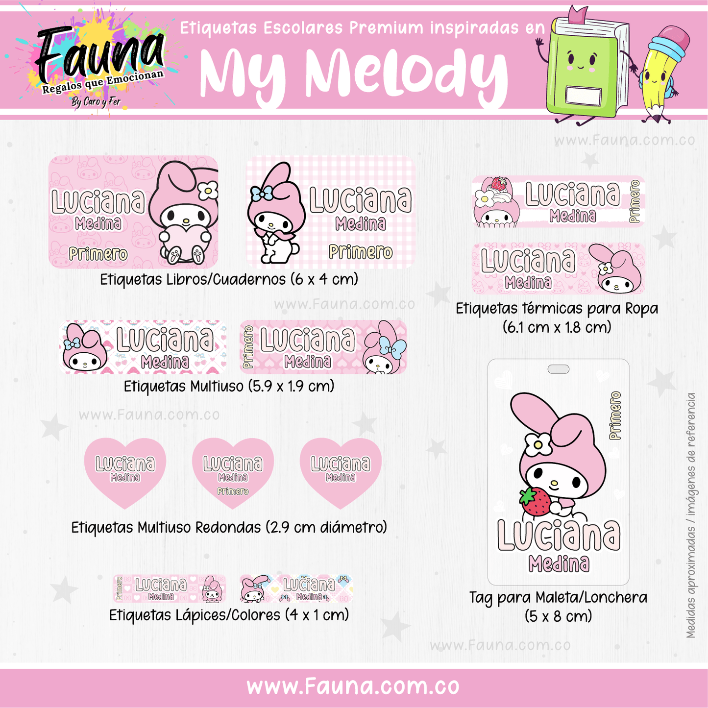 Etiquetas Escolares Premium Personalizadas – My Melody 🎀🌸