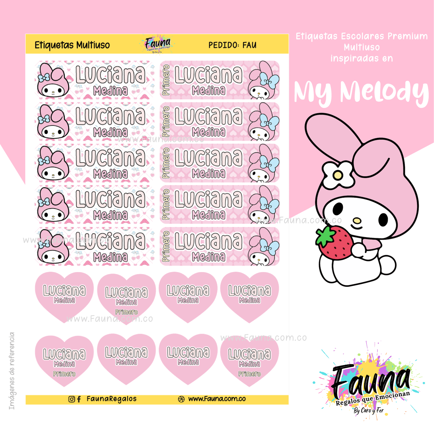 Etiquetas Escolares Premium Personalizadas – My Melody 🎀🌸
