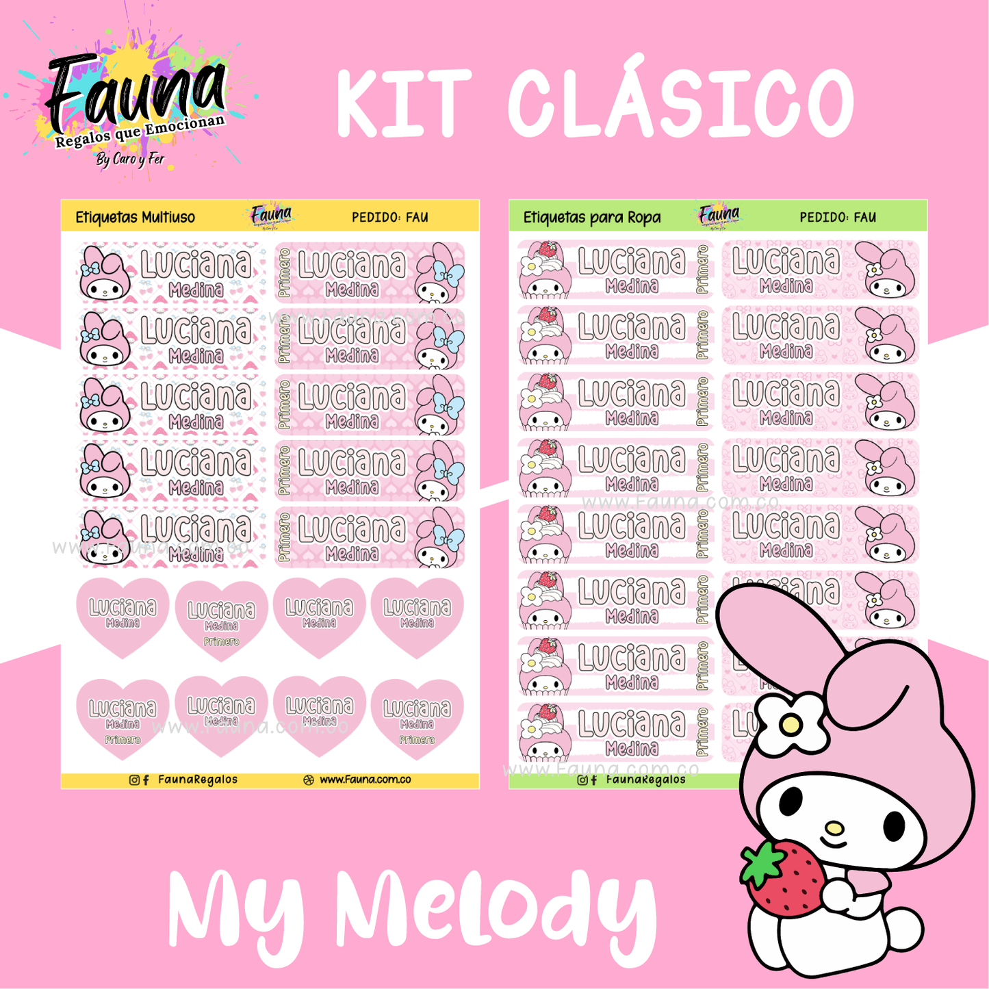 Etiquetas Escolares Premium Personalizadas – My Melody 🎀🌸
