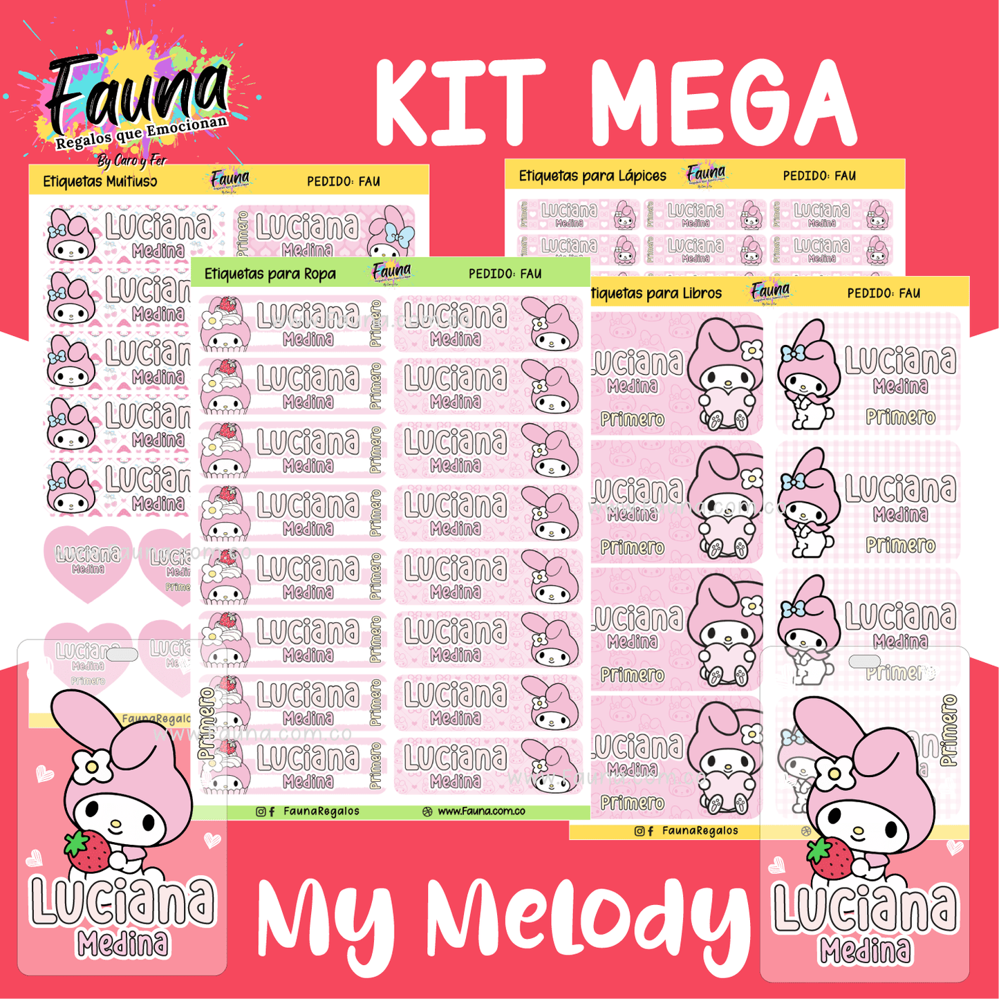 Etiquetas Escolares Premium Personalizadas – My Melody 🎀🌸