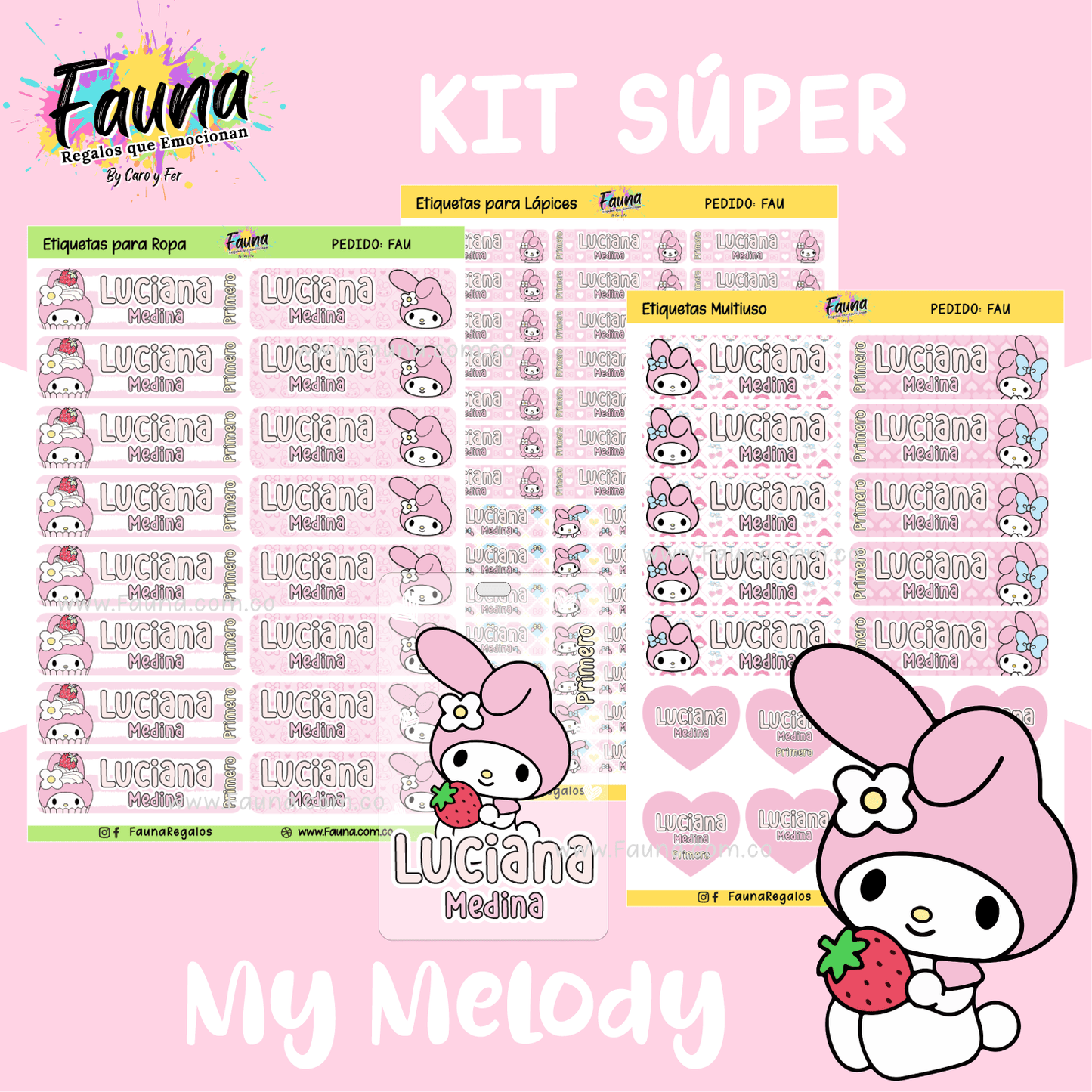 Etiquetas Escolares Premium Personalizadas – My Melody 🎀🌸