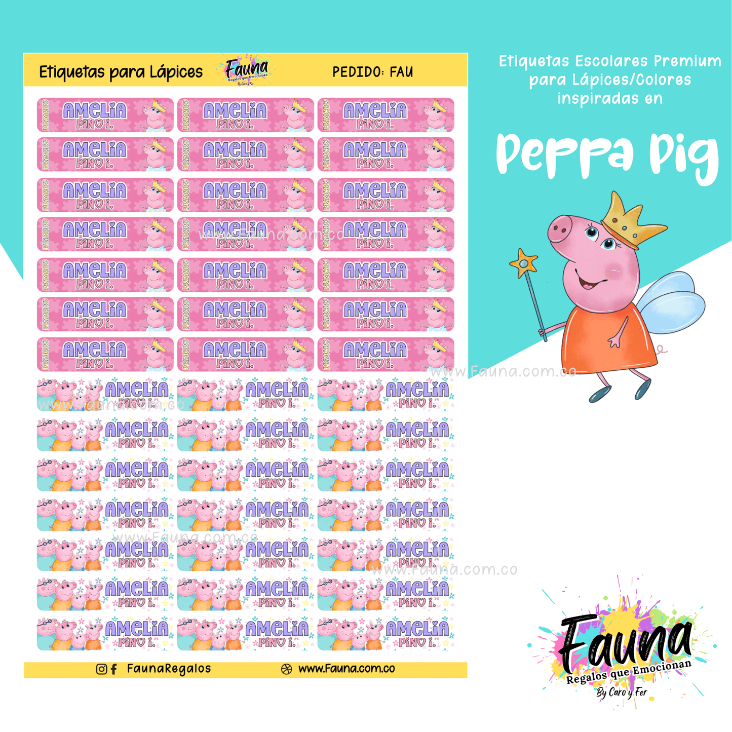 Etiquetas Escolares Premium Personalizadas – Peppa Pig 🐷✨