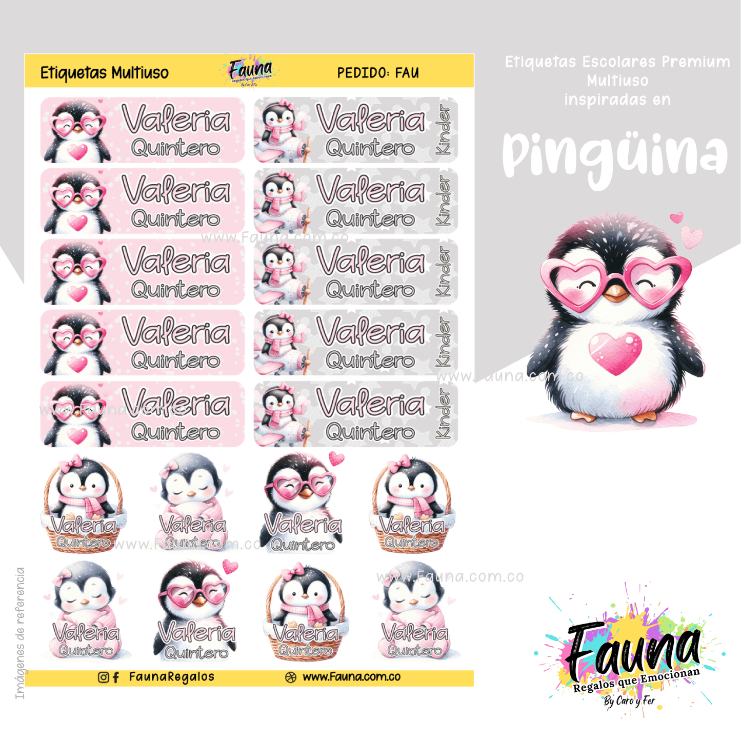 Etiquetas Escolares Premium Personalizadas – Pingüina 🐧❄️