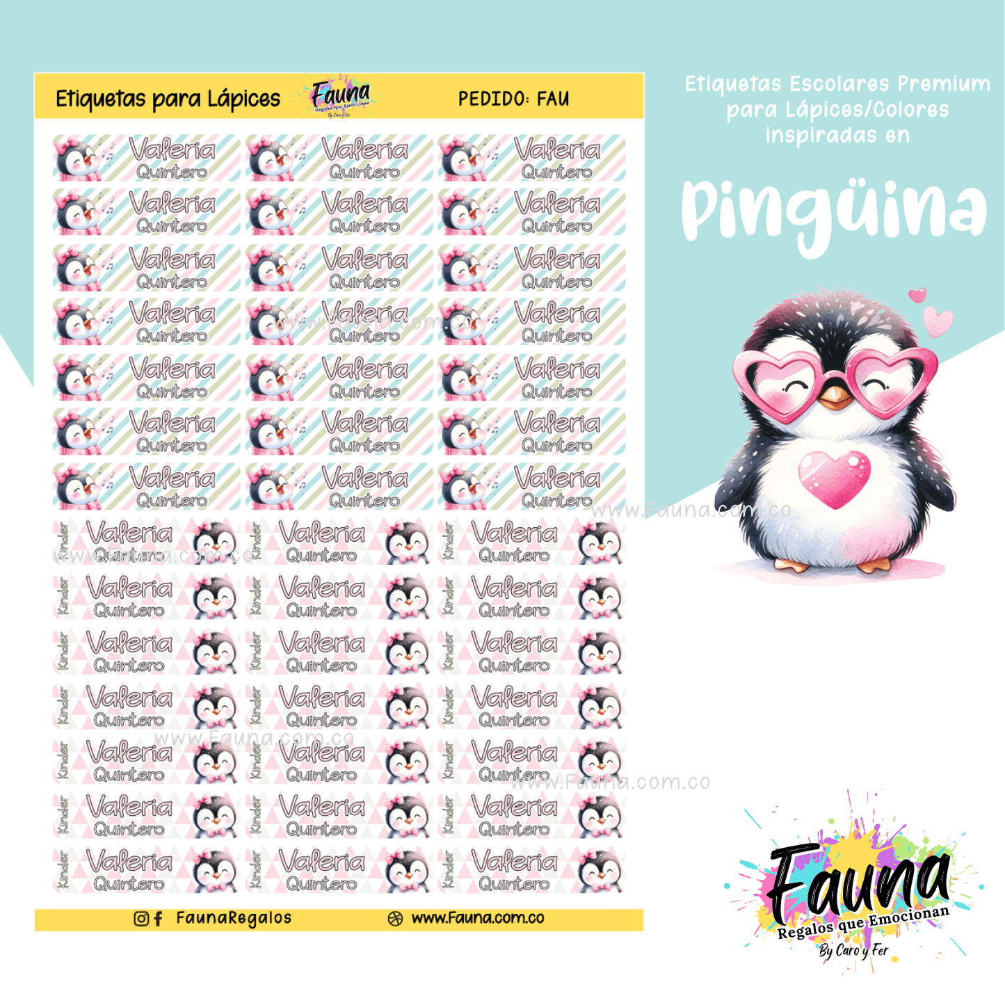 Etiquetas Escolares Premium Personalizadas – Pingüina 🐧❄️