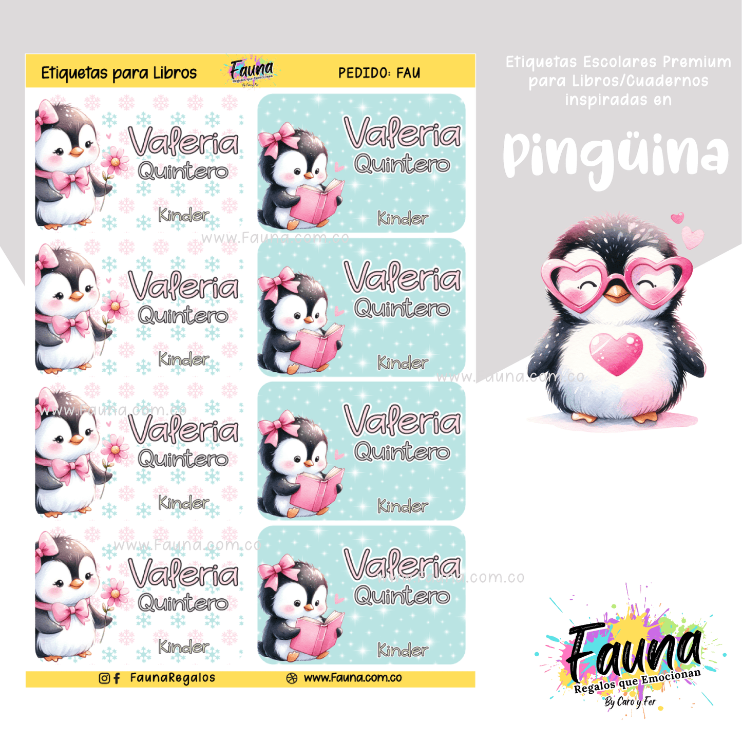 Etiquetas Escolares Premium Personalizadas – Pingüina 🐧❄️