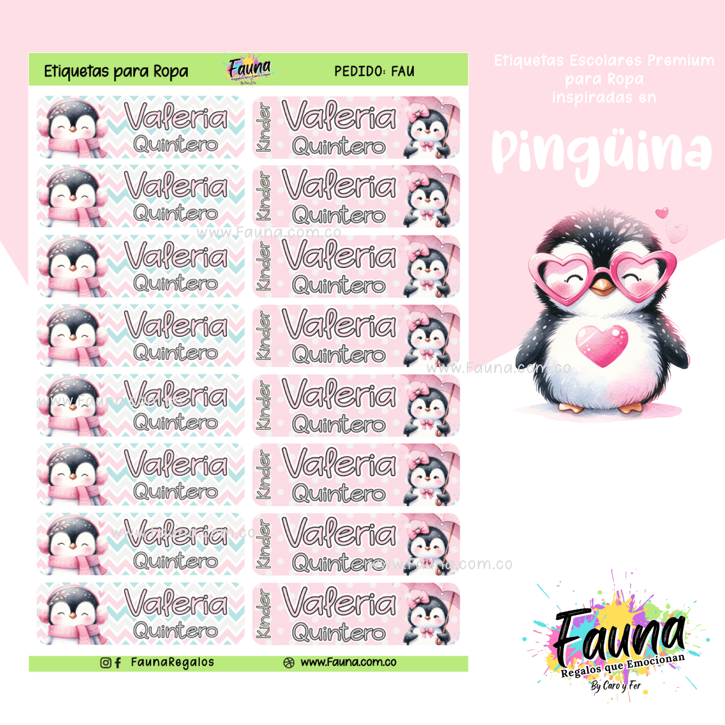 Etiquetas Escolares Premium Personalizadas – Pingüina 🐧❄️