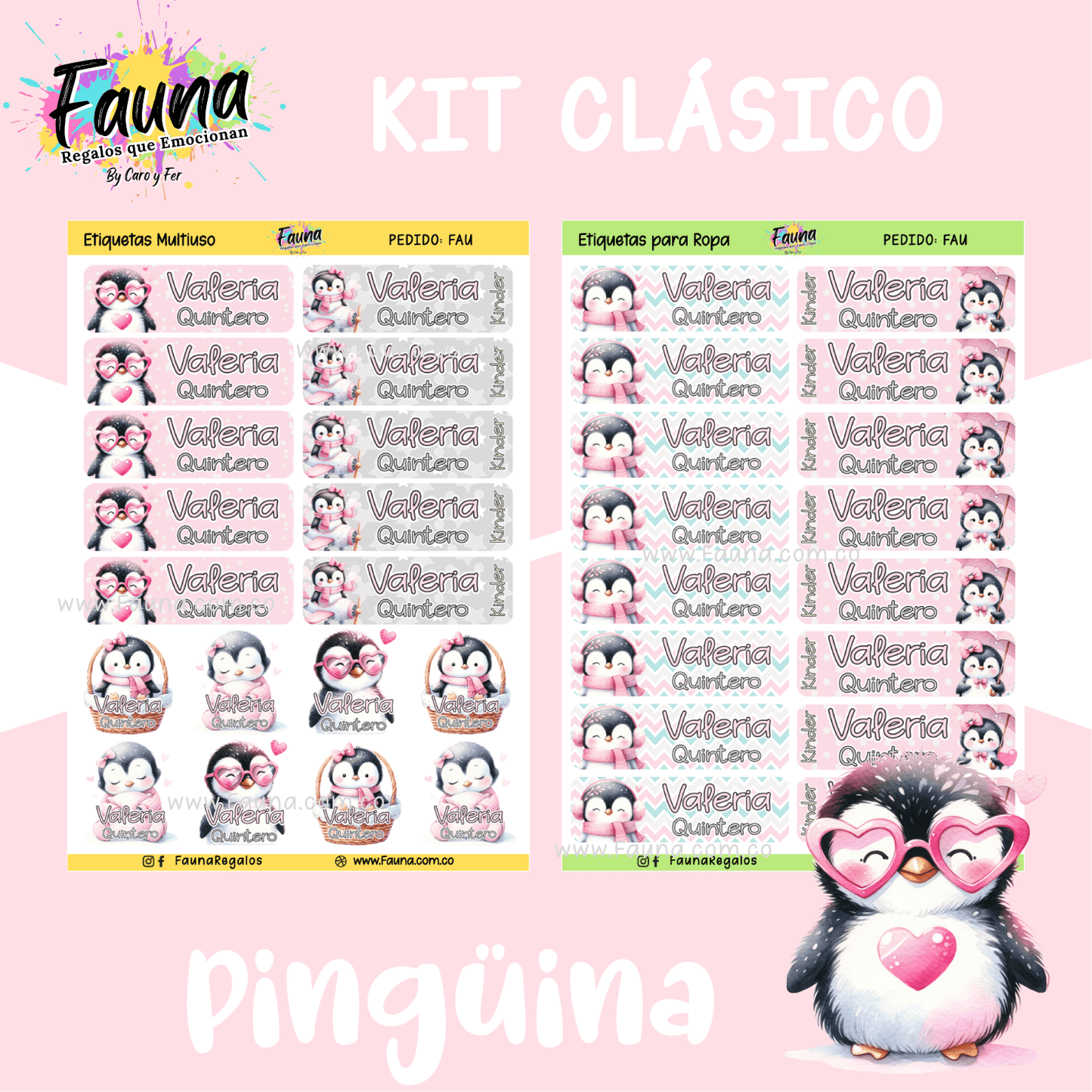 Etiquetas Escolares Premium Personalizadas – Pingüina 🐧❄️