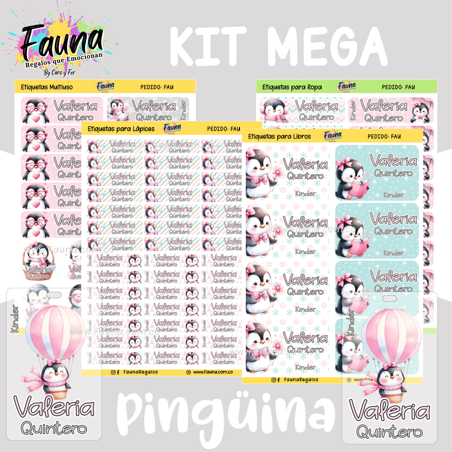 Etiquetas Escolares Premium Personalizadas – Pingüina 🐧❄️
