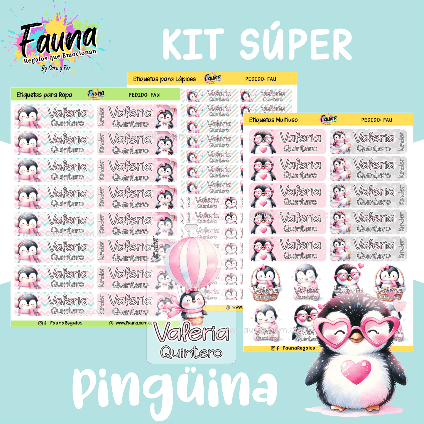 Etiquetas Escolares Premium Personalizadas – Pingüina 🐧❄️