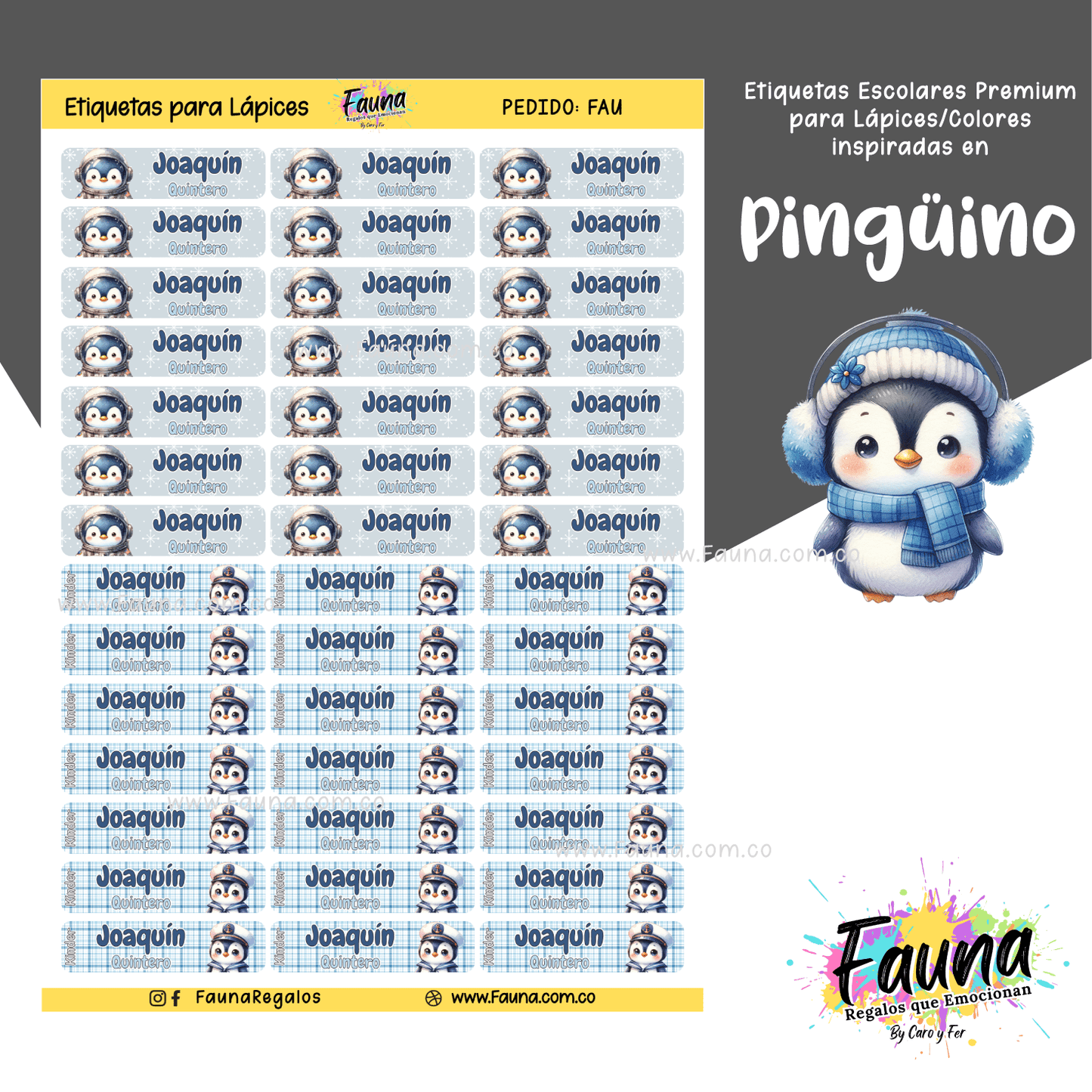 Etiquetas Escolares Premium Personalizadas – Pingüino ❄️🐧