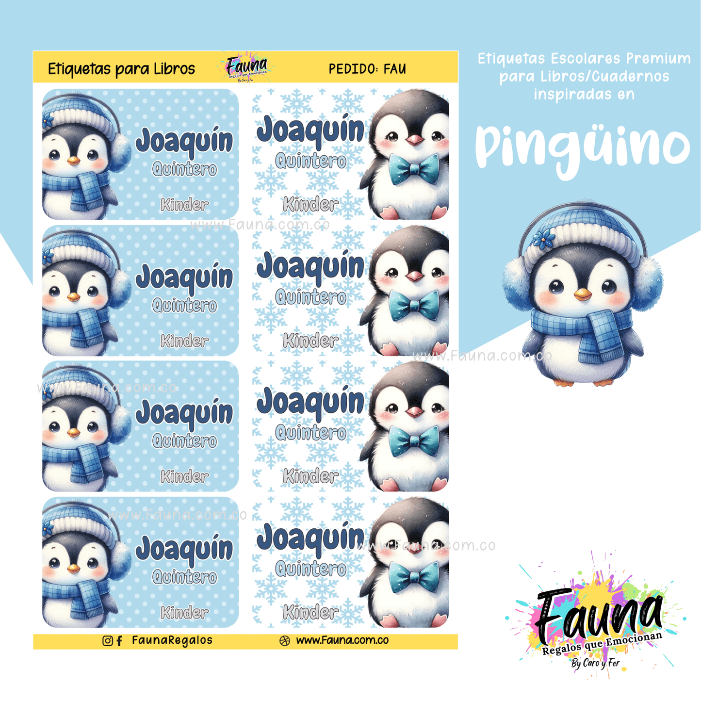 Etiquetas Escolares Premium Personalizadas – Pingüino ❄️🐧