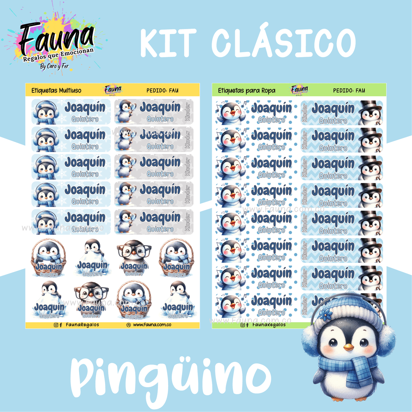 Etiquetas Escolares Premium Personalizadas – Pingüino ❄️🐧