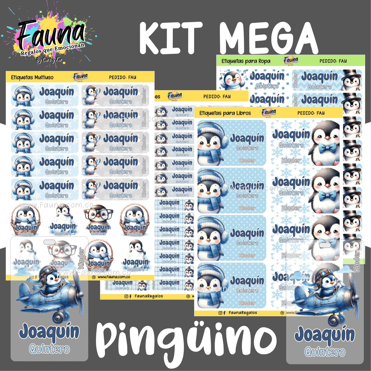 Etiquetas Escolares Premium Personalizadas – Pingüino ❄️🐧