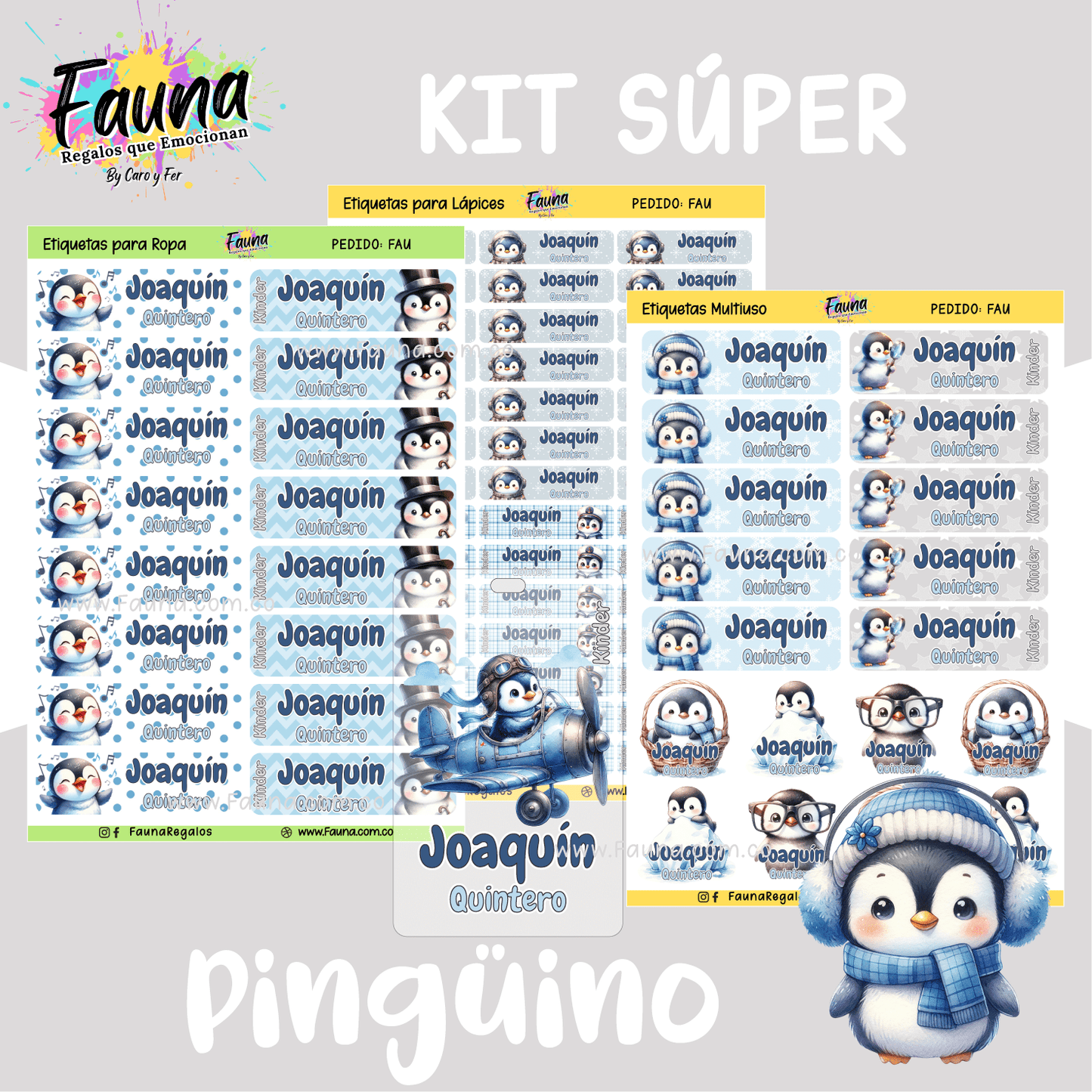 Etiquetas Escolares Premium Personalizadas – Pingüino ❄️🐧