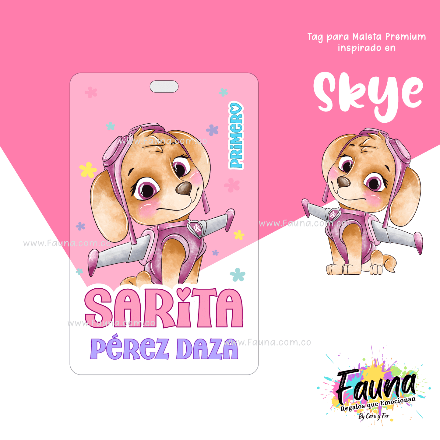 Etiquetas Escolares Premium Personalizadas – Skye de la Patrulla Canina 🐾💗