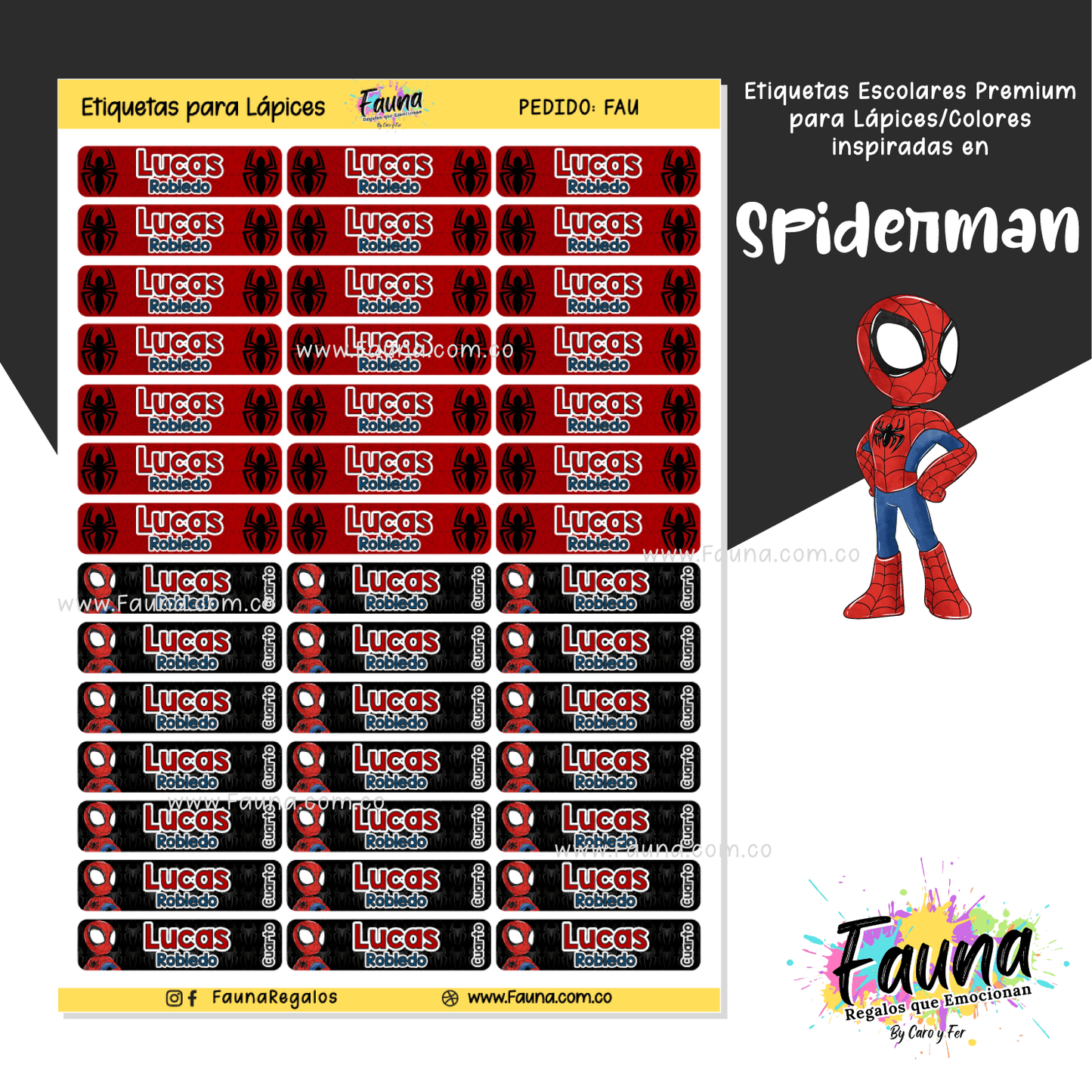 Etiquetas Escolares Premium Personalizadas – Spiderman 🕷️🕸️