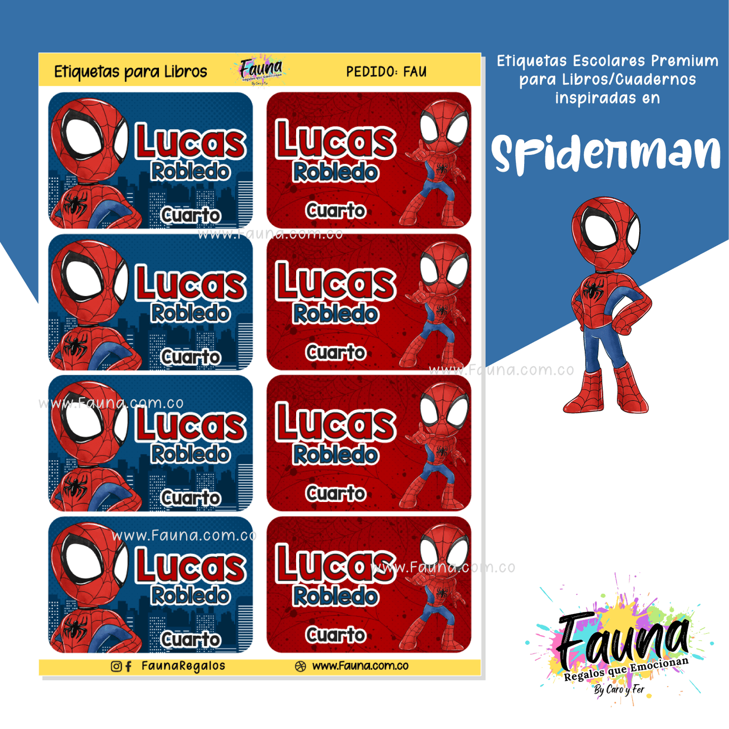 Etiquetas Escolares Premium Personalizadas – Spiderman 🕷️🕸️